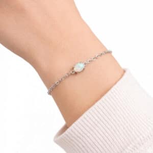 Genuine Opal Bracelet Australian Opal (October Birthstone) 7 x 5 mm bracelet in Sterling Silver or Gold