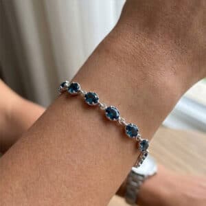 London Blue Topaz bracelet/Genuine Blue Topaz/December Birthstone/4th & 19th Anniversary in Sterling Silver or Gold