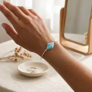 Larimar cuff bracelet in Sterling Silver
