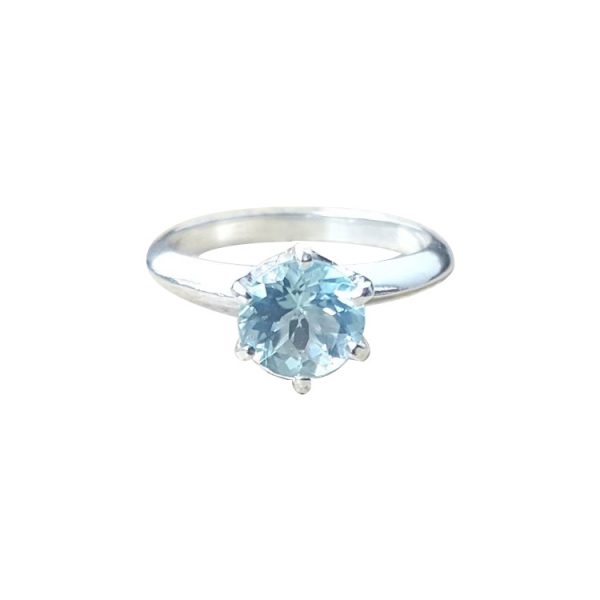 1 carat Genuine Aquamarine Ring - 6 prong Aquamarine solitaire - Aquamarine engagement ring - March Birthstone