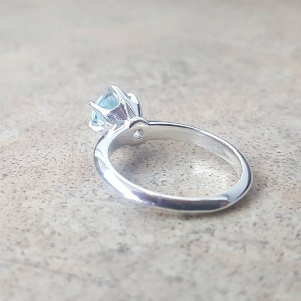 1 carat Genuine Aquamarine Ring - 6 prong Aquamarine solitaire - Aquamarine engagement ring - March Birthstone - Image 2