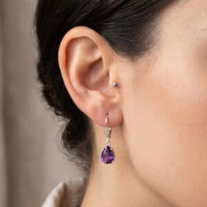 14K Gold Amethyst drop earrings / 18K Gold Amethyst teardrop earrings