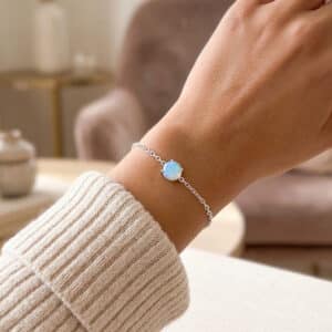 5mm Australian Opal Bracelet in Sterling Silver - Minimalist Opal bracelet