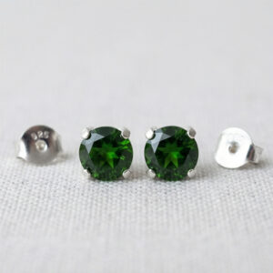5mm Chrome Diopside stud earrings in Sterling Silver or Gold