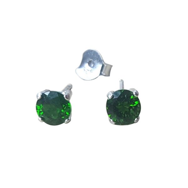 5mm Chrome Diopside stud earrings in Sterling Silver or Gold