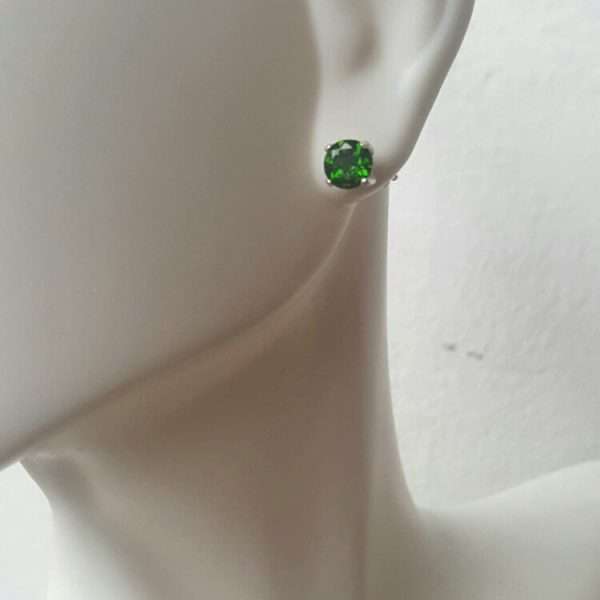 5mm Chrome Diopside stud earrings in Sterling Silver or Gold - Image 4