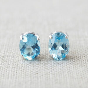 6mm Sky Blue Topaz stud earrings in Sterling Silver or Gold - December birthstone gift