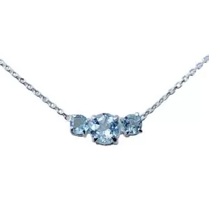 3 stone geuine Aquamarine necklace in Sterling Silver or Gold