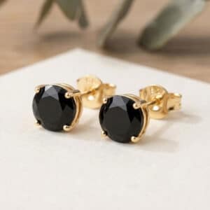 Black Onyx stud earrings - Genuine Black Onyx 5mm faceted stud earrings in Sterling Silver
