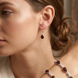Garnet 10 x 7 dangle earrings in Sterling Silver or Gold