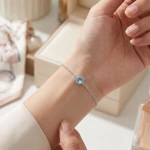Genuine Aquamarine bracelet 5mm in Sterling Silver or Gold