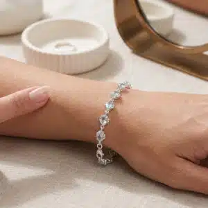 Aquamarine multi stone bracelet - March Birthstone - in Sterling Silver or Gold