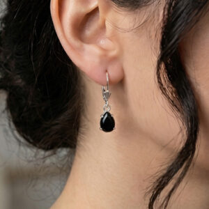 Onyx drop earrings in Sterling Silver or Gold - 9 x 6 Onyx earrings