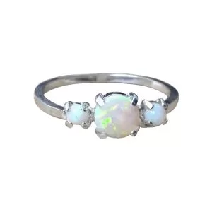 genuine natural Opal 3 stone ring - (October Birthstone)- in Sterling Silver or Gold