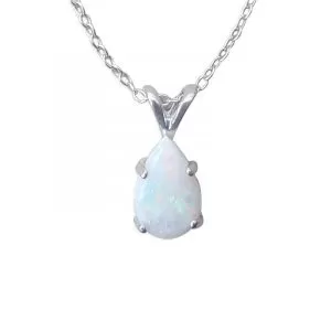 Genuine Opal (October Birthstone) drop necklace - 9mm x 6mm in Sterling Silver or Gold