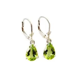 Peridot earrings in Sterling Silver or Gold - 10 x 7 Peridot drop earrings