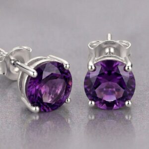 6mm Amethyst Stud Earrings, Sterling Silver or Gold, February Birthstone, Handmade Purple Gemstone Studs, Classic Everyday Earrings