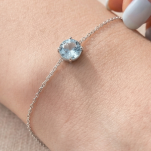 Aquamarine Bracelet – 5mm Genuine Aquamarine, Sterling Silver Handmade, March Birthstone, Dainty Gemstone Bracelet