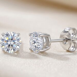 4mm AAA Cubic Zirconia stud earrings in Sterling Silver or Gold