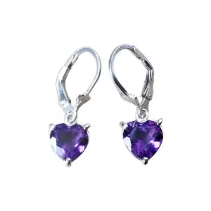 Dangling earrings in Sterling Silver - genuine Amethyst - February birthstone