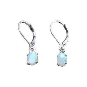 Genuine Opal (October Birthstone) drop earrings in Sterling Silver or Gold