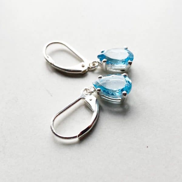 Genuine Aquamarine drop earrings in Sterling Silver or Gold - Image 2