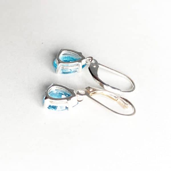 Genuine Aquamarine drop earrings in Sterling Silver or Gold - Image 3