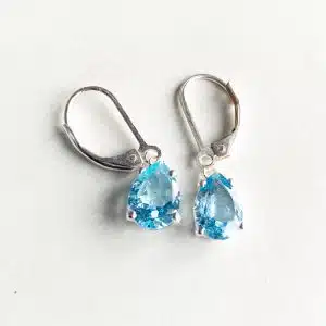 Genuine Aquamarine drop earrings in Sterling Silver or Gold