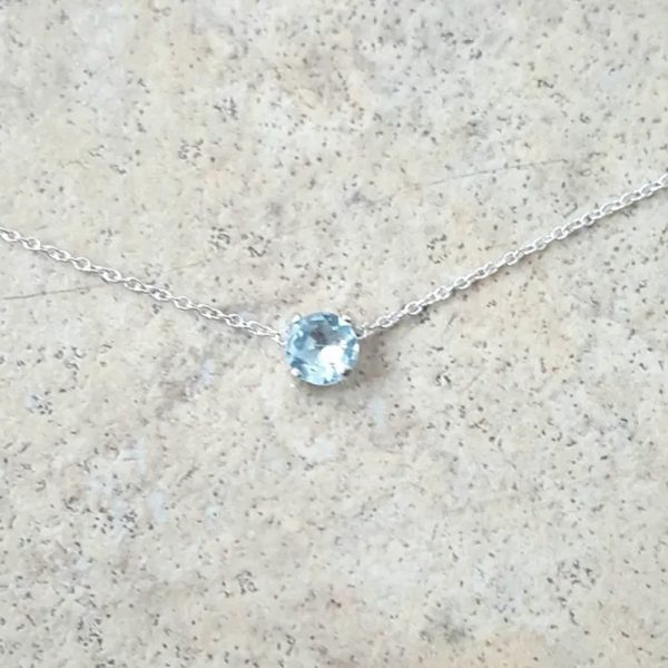 Genuine Aquamarine choker necklace in Sterling Silver or Gold - minimalist choker - Image 2