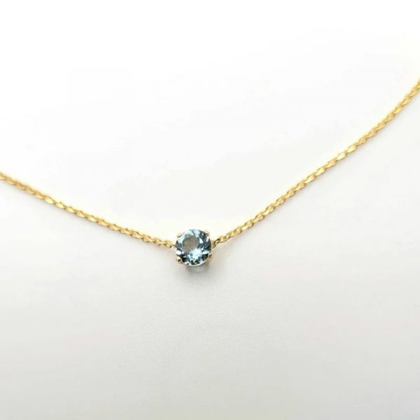 Genuine Aquamarine choker necklace in Sterling Silver or Gold - minimalist choker