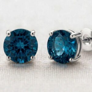 London Blue Topaz Stud Earrings, 5mm Gemstone Earrings, Sterling Silver or Gold, Dainty Minimalist Jewelry, Birthstone Jewelry, Gift for Her