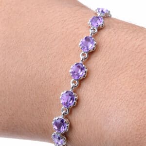 Genuine Amethyst - multi stone bracelet - February Birthstone in Sterling Silver or Gold.