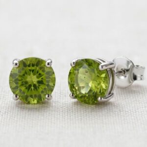 5mm Peridot Stud Earrings, Sterling Silver or Gold, August Birthstone, Green Gemstone Studs, Handmade Dainty Earrings, Everyday Jewelry