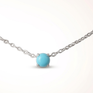 Turquoise 5mm Choker Necklace in Sterling Silver – Dainty Handmade Gemstone Necklace – Minimalist Layering Jewelry
