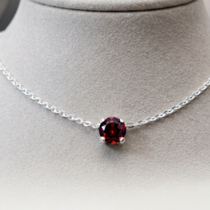 Genuine Garnet 5mm choker necklace in Sterling Silver or Gold - January birthstone