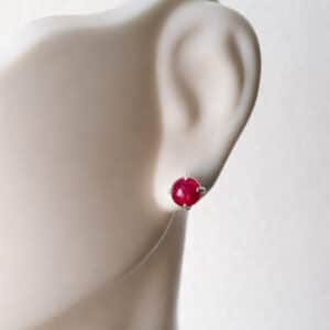 4mm genuine Ruby cabochon stud earrings in Silver or Gold - natural ruby studs