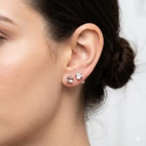 5mm genuine Morganite stud earrings in Sterling Silver or Gold