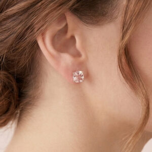 5mm genuine Morganite stud earrings in Sterling Silver or Gold