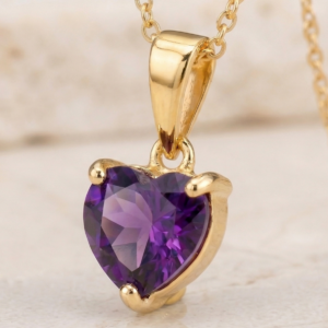 Amethyst Heart Necklace in Sterling Silver - Genuine Amethyst - February birthstone