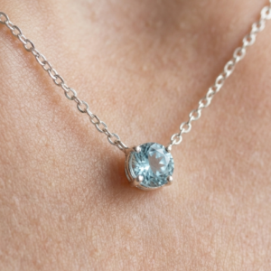 Aquamarine choker necklace - March Birthstone - Genuine Aquamarine 6 mm choker necklace in Sterling Silver or Gold