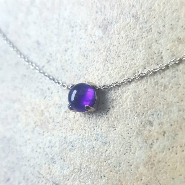 Genuine Amethyst necklace in Sterling Silver or Gold - 6mm Amethyst choker - Image 2