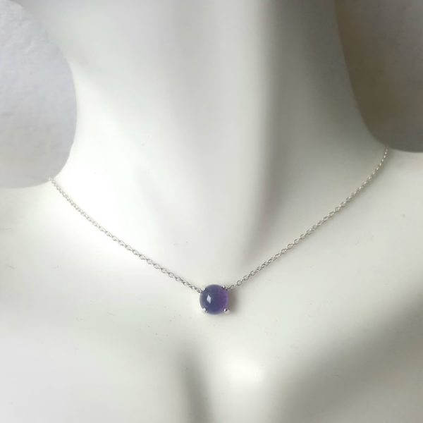 Genuine Amethyst necklace in Sterling Silver or Gold - 6mm Amethyst choker - Image 3