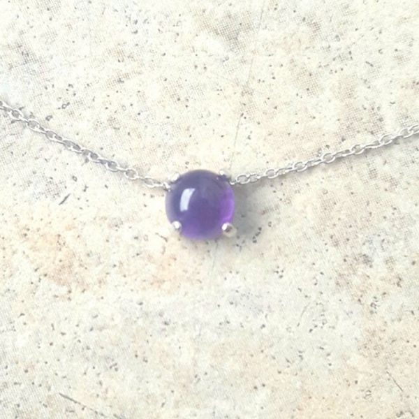 Genuine Amethyst necklace in Sterling Silver or Gold - 6mm Amethyst choker - Image 4