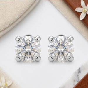 Genuine Diamond stud earrings in Sterling Silver or 14K Gold- approx .30 carats - April Birthstone