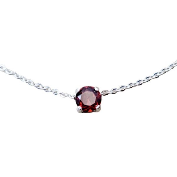 Genuine Garnet 5mm choker necklace in Sterling Silver or Gold - January birthstone