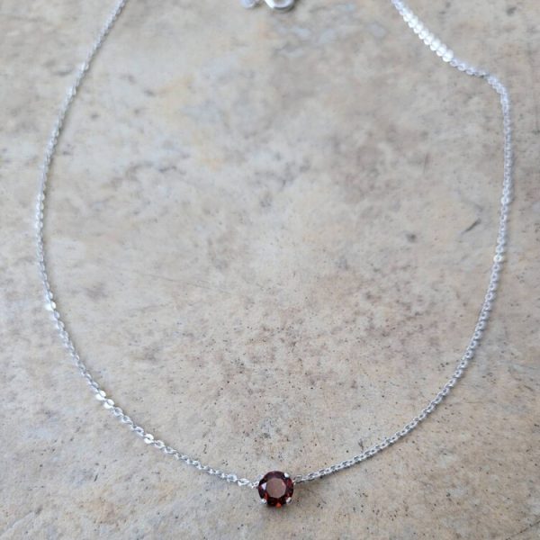 Genuine Garnet 5mm choker necklace in Sterling Silver or Gold - January birthstone - Image 2