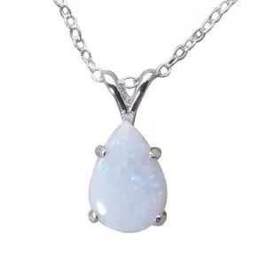 Australian Opal Necklace – 10x7mm Pear Opal Pendant, Handmade in Sterling Silver or Gold, October Birthstone Jewelry, Dainty Opal Drop