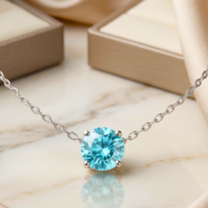 Apatite Necklace, 6mm Blue Green Gemstone Choker, Dainty Minimalist Necklace, Apatite Pendant, Sterling Silver or Gold, Gift for Her