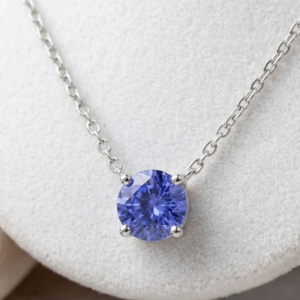 6mm round created Blue Sapphire choker in Sterling Silver or Gold