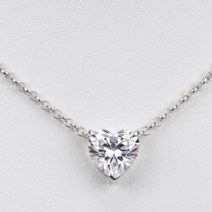 Heart Cubic Zirconia Choker Necklace – Dainty Sterling Silver Necklace – Diamond Look Heart Pendant